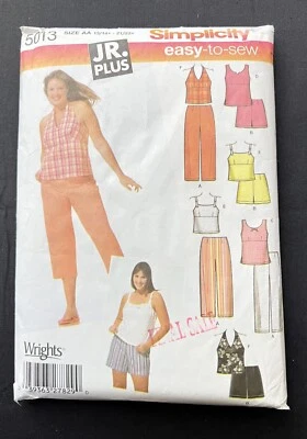 Simplicity 5013 Junior Plus Pants-Shorts-Top 2004 Pattern sz 13/14+-21/22+ Uncut - Image 1 of 2