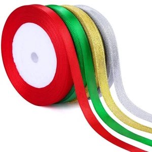 100 Yards Christmas Ribbons,3/8 Inch Gold Silver Glitter Ribbon for Gift Wrap... - Picture 1 of 8