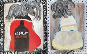 Absolut Chinese Crested Dog 11x14 Art Print Signed by Artist Ksams Painting