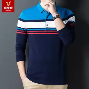 Polo uomo primavera business righe color block casual risvolto manica corta - Foto 1 di 21