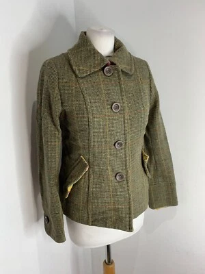 Joules Victoria Tweed coat Jacket Size 8 *FLAW Toad Green wool country - Image 1 of 4