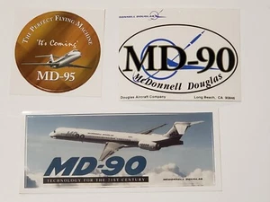 Vtg 3 1990s MCDONNELL DOUGLAS Aircraft Stickers - MD-90, MD-95 - Picture 1 of 2