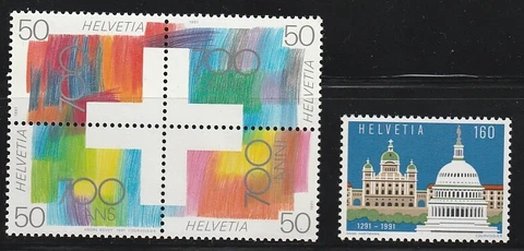 Switzerland   1991   Sc # 884-88    MNH   OG Cover