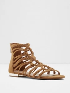 Aldo Brown Eowerralla Gladiator Flat Woven Suede Sandals Shoes Size 4 - Picture 1 of 8
