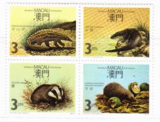 MACAO 1988 PROTECTED MAMMALS BLOCK OF 4 MNH YVERT 561-564