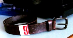 New Wrangler Men’s Center Stitch  Brown Leather Belt Size 44 New w/Tags - Picture 1 of 1
