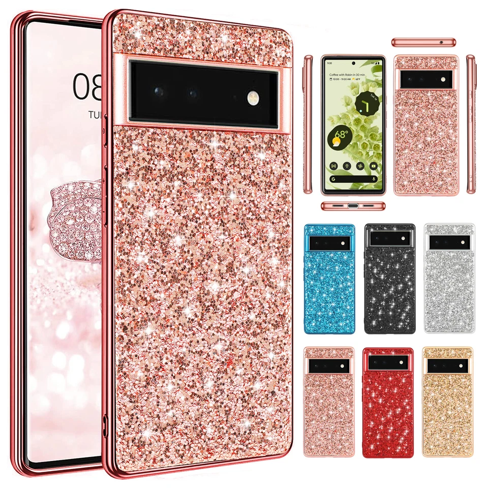 For Google Pixel 9 XL 8 8Pro 7 7a Glitter Bling Shockproof Hard Phone Back Case