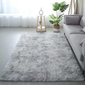 Ultraweiche Graue Vorleger 4X6Ft Batik Shag Teppiche für Wohnzimmer, Flauschiger Carpe - Bild 1 von 12