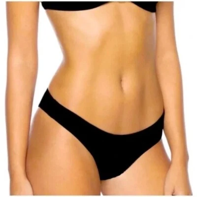 Parte inferior de bikini Pilyq negra perla básica para adolescentes talla M acanalada tiro bajo negra nueva con etiquetas Foto 1 de 4