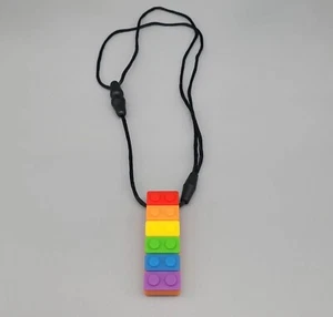 Chewy Rainbow Brick Chewable Sensory Toy Necklace - Picture 1 of 13