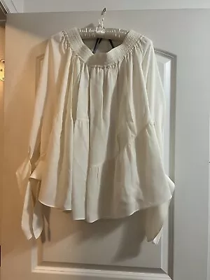 Derek Lam $1,190 真丝露肩白色衬衫 8 码 — 第 1/4 张图片