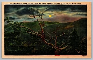 Postal Moonlight Over Grandfather Mt In Heart of Blue Ridge Virginia VA - Imagen 1 de 2