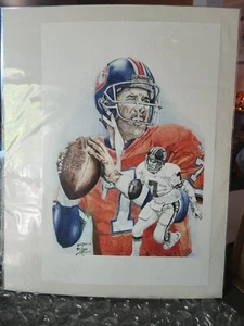John Elway Art Piece-Signed By Brian Barton (Sports Artist) #90/250🔥#Broncos🐎  - Picture 1 of 2
