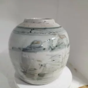 Antique Old Korean Joseon Dynasty Salt Glaze Provincial Ginger Jar Pot Vase 5.5" - Picture 1 of 20