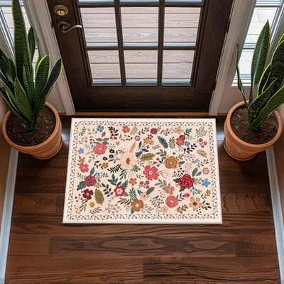 2x3 Area Rugs for Entryway, Non-Slip Low Pile Boho Small Carpet, Machine Wash... - Image 1 of 4