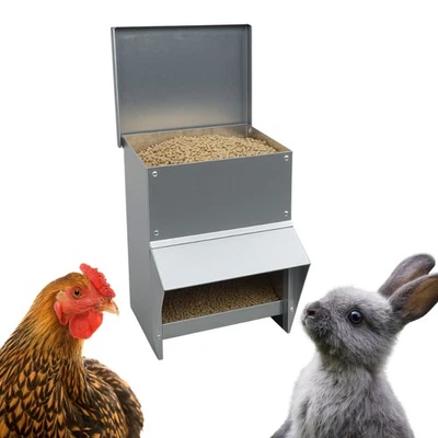 Futterautomat 8 Kg Futter Spender Trog Kaninchen Hase Geflügel Futternapf Deckel - Bild 1 von 4