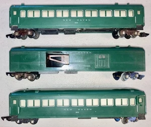 3 American Flyer Green Cars: 2- 650 New Haven Pullmans + 718 Mail Pick-Up Car ! - Picture 1 of 7