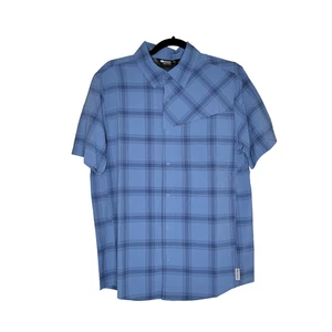 Outdoor Research Astroman Sun Shirt Mens Medium Plaid SS Snap Button Hiking UPF - Picture 1 of 6