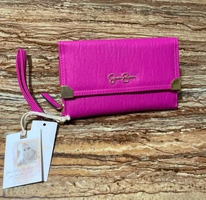 Jessica Simpson Wallet Wristlet Large Pink Cardholder Wristlet Clutch Wallet - Picture 1 of 19