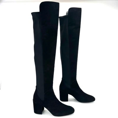 Stuart Weitzman City 5050 Black Thigh High/OTK Boot Size 10M Suede Block Heel - Image 1 of 4