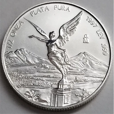 Moneda de Plata Fina México Libertad 1997 1/2 OZ .999, 1/2 OZ Libertad Plata 999 FECHA CLAVE Foto 1 de 4
