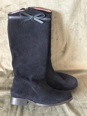 Botas de equitación Jacadi Paris Niñas Lazo Gamuza Cuero Azul Marino Rosa 32, EE. UU. Talla 1 Foto 1 de 4
