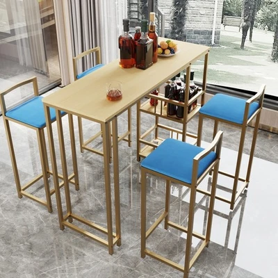 Bar Table Chair Set Multi Layer Tabletop Chair Cushion Table W Storage Function - Image 1 of 4
