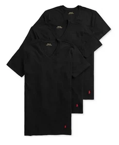 POLO Ralph Lauren Slim Fit Men's Cotton V-neck 3-Pack Black Size Small - Picture 1 of 3