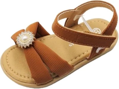 Sandalias con pajarita con cuentas de flores lindas plantilla flexible suave a presión niño bebé Foto 1 de 3