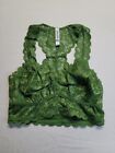 NWOT Small Stretch Halter No Pad / Lace Cut Out Bralette Racerback Zenana Green