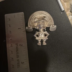 Sterling Mexican Warrior Pendant And Pin. 2-1/8 Inches. - Picture 1 of 3