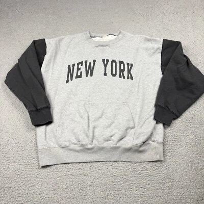 John Galt Sweater Womens One Size Small Gray New York Kangaroo Pocket Crew Neck - Image 1 of 4