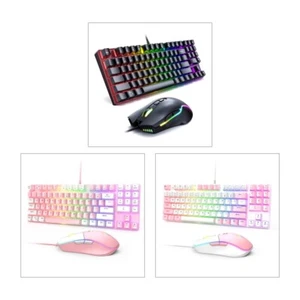 Wired USB Keyboards Mouse Bundles Ergonomic 6400DPI Mechanical Notebook Desktop - Picture 1 of 11