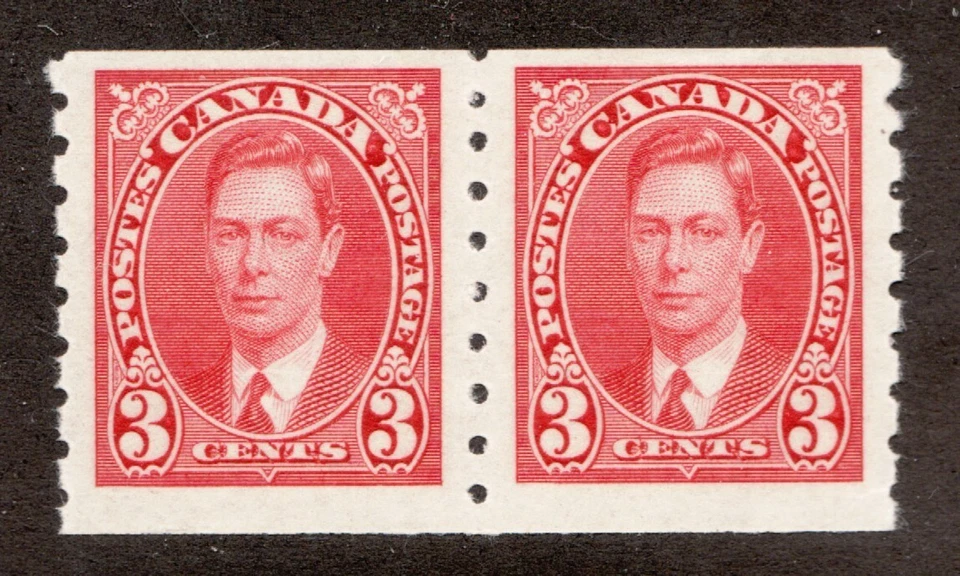 1937 Canada Sc# 240 KGVI Mufti (Civilian Attire) - Coil pair MNH  - Image 1 of 1