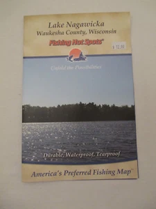 PUNTOS CALIENTES DE PESCA - LAGO NAGAWICKA en CONDADO DE WAUKESHA WISCONSIN - MAPA IMPERMEABLE - Imagen 1 de 3