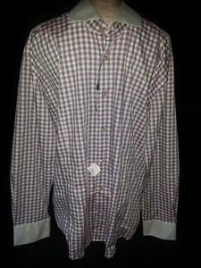 NWT BOGOSSE Mens Long Sleeve Button Front Shirt Tappered Sz 6 2XL Purple White  - Picture 1 of 10
