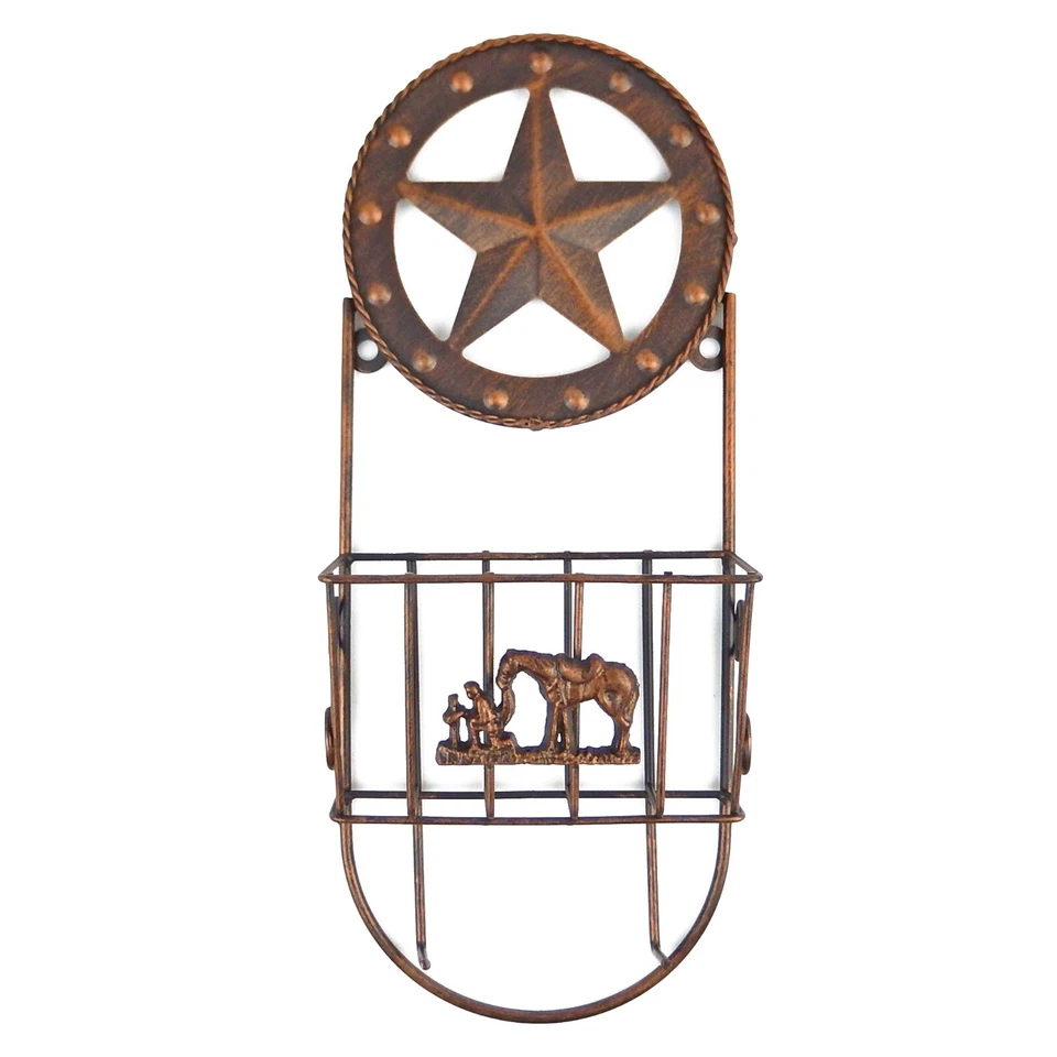 Western Metal Estrella Vaquero Arrodillado con Llave de Caballo y Porta Letras Cobre Cepillado Foto 1 de 4