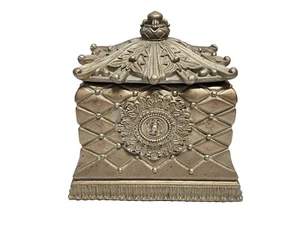 Heavy Ceramic Resin Felt Lined Jewelry Trinket Storage Box With Lid 9.5" X 6.5" - Picture 1 of 6