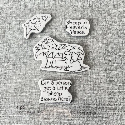Sello de goma Manger Sheep Cling Stampendous 4 piezas QS5010 2018 Belén Foto 1 de 4