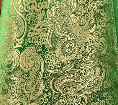 "Tela brocada metálica cachemira oro verde 60"" vendida por yarda" Foto 1 de 3