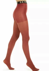 DKNY Women’s Size:MEDIUM 5'3-6' Lurex Ribbed Control Top Tights Color:RED GOLD - Picture 1 of 3