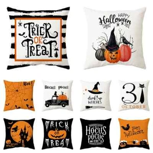 Halloween Horror Castle Spider Web Printed Cushion Cover Square Pillow Case - Picture 1 of 33