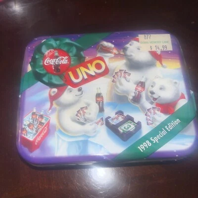 NEW Vintage 1998 COCA-COLA POLAR BEARS UNO CARD GAME in Collector's Tin COKE - Image 1 of 3