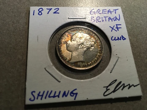 1872 Great Britain 1 Shilling Lot#X7909 Silver! Die #56 XF++ # 1265 L 🇬🇧 Cover