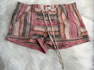 Jolt Striped Multi Colored Canvas Style Drawstring Short Shorts Juniors Size 7 - Picture 1 of 5