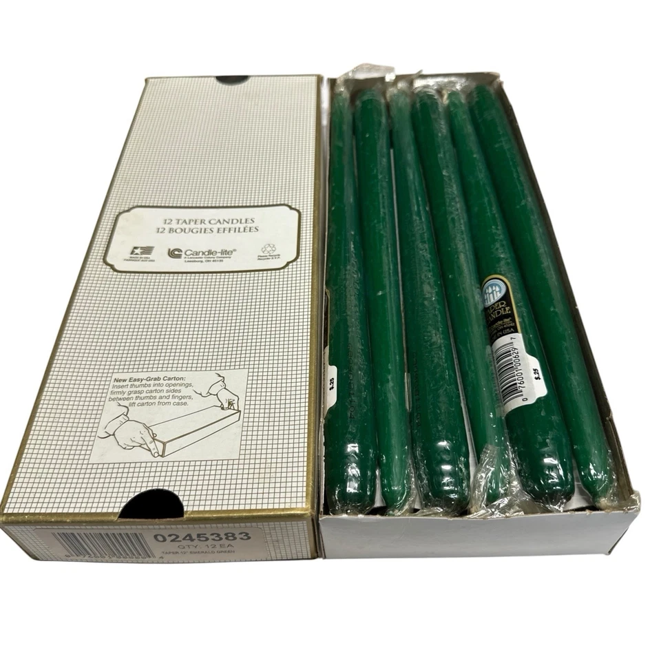 "Juego de 12 velas cónicas Candle-Lite - 12"" - verde esmeralda - hechas en EE. UU." Foto 1 de 3