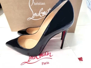 Christian Louboutin Pumps Black Pigalle Follies Pointed Toe Heels Shoes 37.5 - Picture 1 of 8