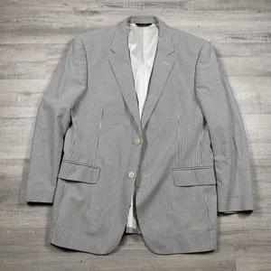 Jos A Bank Mens Seersucker Blazer White 43R Stripped Preppy Formal 2 Button - Picture 1 of 8