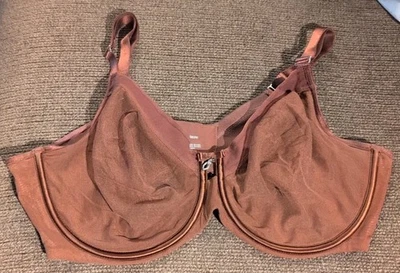 Curvy Couture Bra 36DDD Sheer Mesh Full Coverage Unlined Underwire Brown Bra  - Image 1 of 3