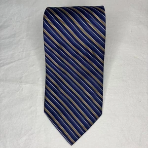 BROOKS BROTHERS 100% Silk Mens Tie Blue White Gold - Picture 1 of 3